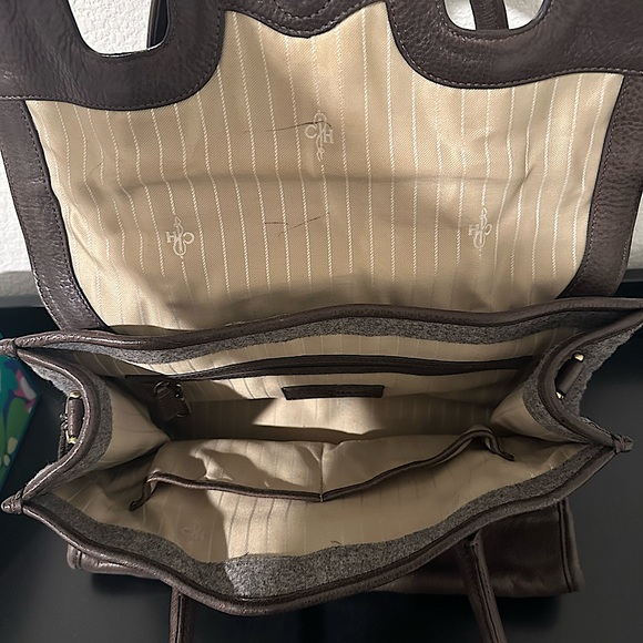 COLE HAAN Crossbody Chocolate brown leather and gray flannel bag - Picture 8 of 12